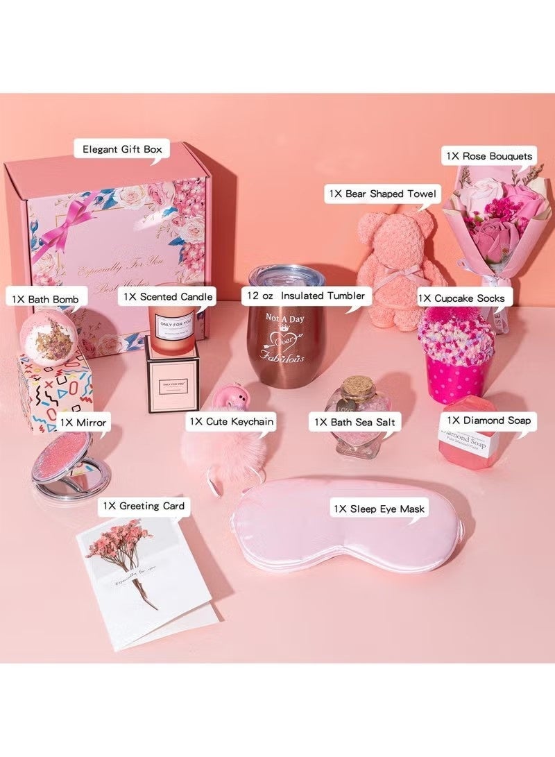 بيوينتي صندوق هدايا متكامل للزوجة والصديقة المقربة - كوب ترطيب بلون وردي ذهبي، مرآة مكياج وشَمعة (هدية للزفاف/الذكرى السنوية لها) - Image 2